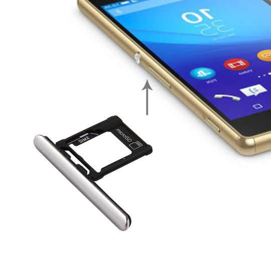 Plateau de carte Micro SD/SIM + prise anti-poussière de port de fente de carte pour Sony Xperia XZ Premium (version double SIM) (argent)