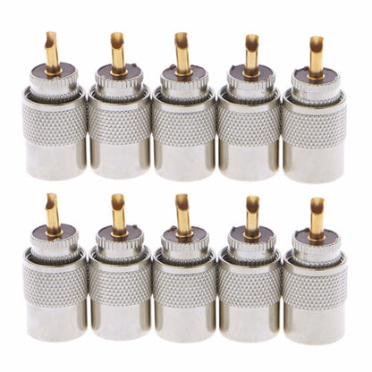 10 PCS UHF Connector Plugs PL-259 Male Solder for RG8X Coaxial Cable - Connector by buy2fix | Online Shopping UK | buy2fix