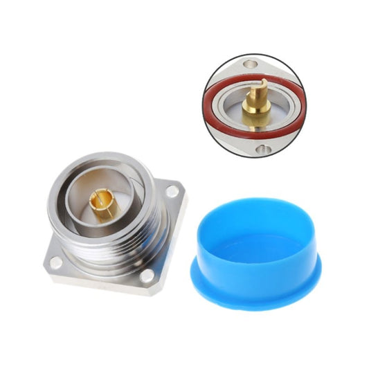 L29 7/16 Din Female Jack Center Connector with 4 Holes Flange Deck Solder Cup RF Coaxial Adapter - Connector by buy2fix | Online Shopping UK | buy2fix
