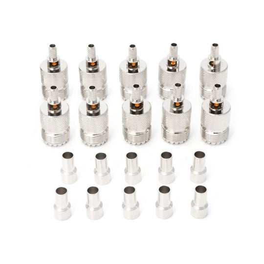 10 PCS UHF Female Jack SO239 Crimped RF Connector Coaxial Adapter for 2.5mm RG316 / RG179 and 2.85mm  RG174 LMR100
