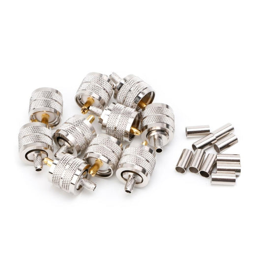 10 PCS UHF Male PL259 Plug Crimp Connector Adapter for RG58 RG142 / 3D-FB - Connector by buy2fix | Online Shopping UK | buy2fix
