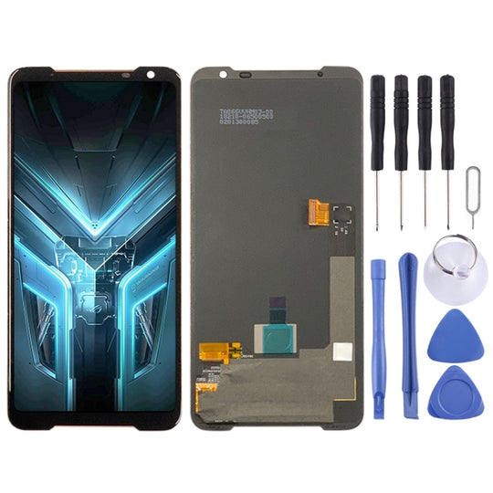 AMOLED-Material LCD-Bildschirm und Digitizer-Vollmontage für Asus ROG Phone 3 ZS661KS (Schwarz)