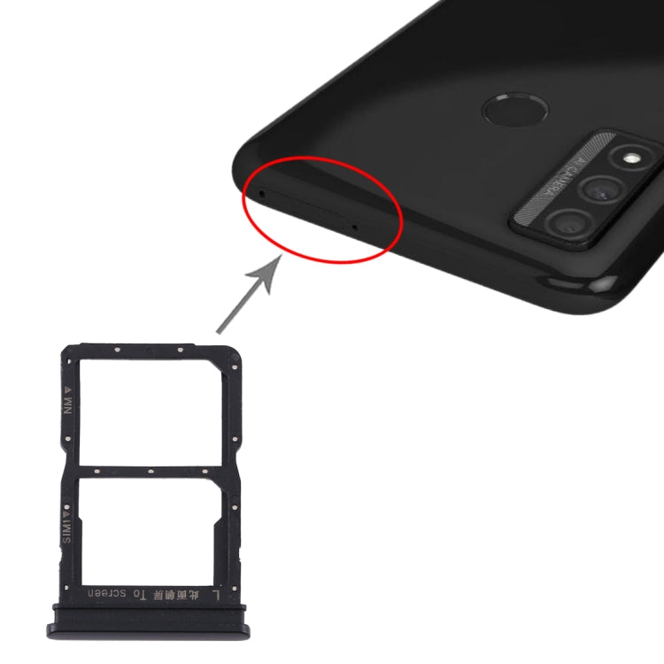 SIM Card Tray + NM Card Tray for Huawei P Smart 2020 (Black) by buy2fix
