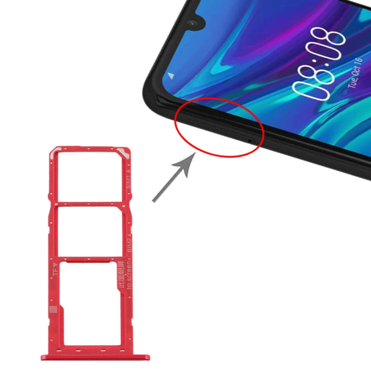 SIM Card Tray + SIM Card Tray + Micro SD Card Tray for Huawei Y6 Pro (2019) (Red) by buy2fix