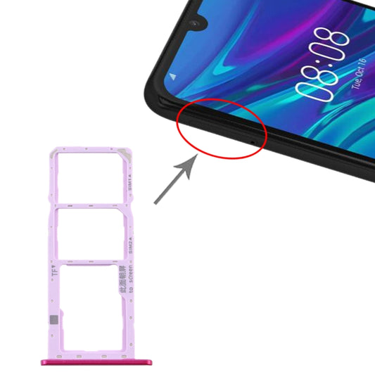 SIM Card Tray + SIM Card Tray + Micro SD Card Tray for Huawei Y6 Pro (2019) (Rose Red) by buy2fix