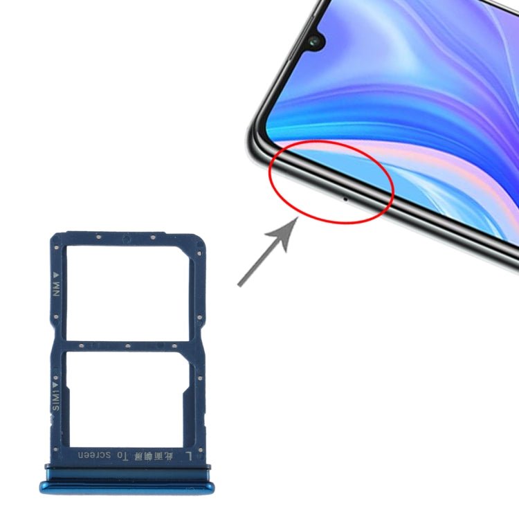 SIM Card Tray + NM Card Tray for Huawei Y8p (Blue) by buy2fix
