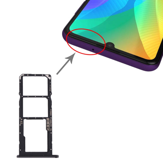 SIM Card Tray + SIM Card Tray + Micro SD Card Tray for Huawei Y6p (Black) by buy2fix