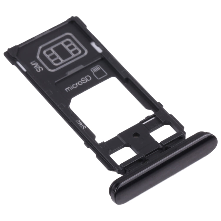 SIM Card Tray + SIM Card Tray / Micro SD Card Tray for Sony Xperia 1 / Xperia XZ4 (Black) - Card Tray by buy2fix | Online Shopping UK | buy2fix