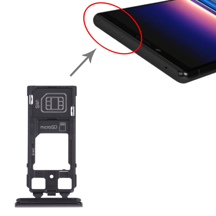 SIM Card Tray + SIM Card Tray / Micro SD Card Tray for Sony Xperia 1 / Xperia XZ4 (Black) - Card Tray by buy2fix | Online Shopping UK | buy2fix