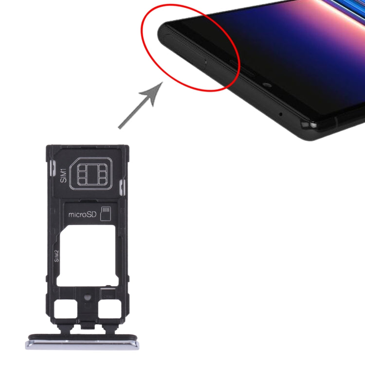 SIM Card Tray + SIM Card Tray / Micro SD Card Tray for Sony Xperia 1 / Xperia XZ4 (Grey) - Card Tray by buy2fix | Online Shopping UK | buy2fix
