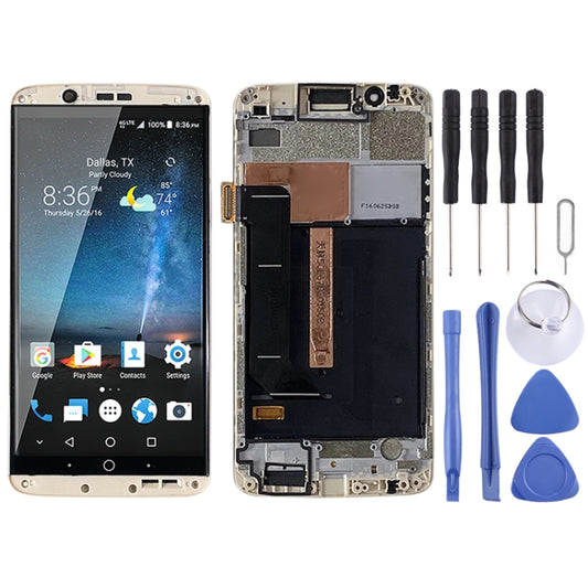 Original AMOLED LCD Screen for ZTE Axon 7 A2017 A2017U A2017G Digitizer Full Assembly With Frame (Gold) - For ZTE by buy2fix | Online Shopping UK | buy2fix