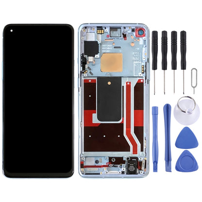 For OnePlus 8T 5G KB2001 KB2000 KB2003 AMOLED LCD Screen Digitizer Full Assembly With Frame (Blue) by buy2fix