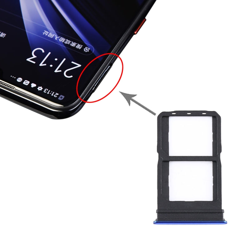 For Vivo iQOO Neo V1914A SIM Card Tray + SIM Card Tray (Blue) - Card Tray by buy2fix | Online Shopping UK | buy2fix