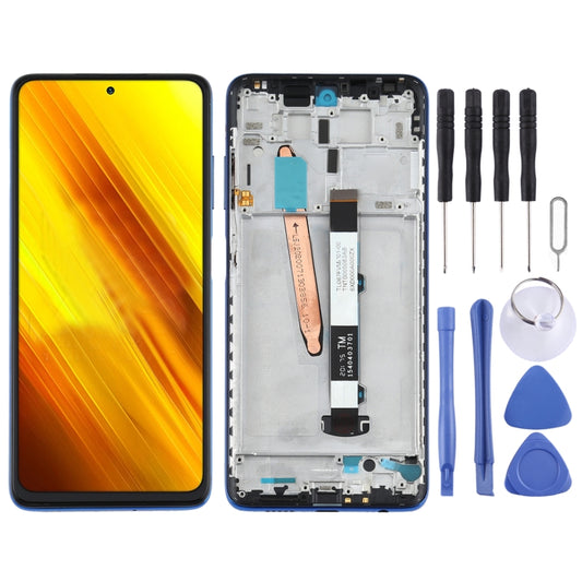 Original LCD Screen for Xiaomi Poco X3 NFC / Poco X3 Digitizer Full Assembly with Frame(Blue) - LCD Screen by buy2fix | Online Shopping UK | buy2fix