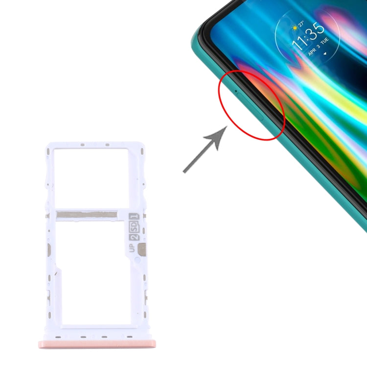 SIM Card Tray + SIM Card Tray / Micro SD Card Tray for Motorola Moto G9 Play/Moto G9 (India) (Pink) - Card Socket by buy2fix | Online Shopping UK | buy2fix