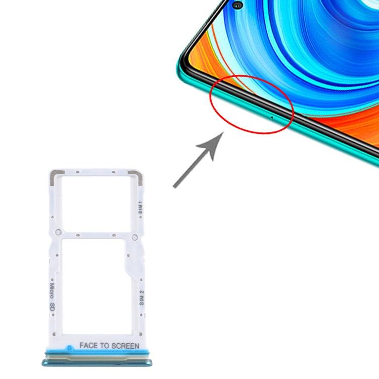 SIM Card Tray + SIM Card Tray / Micro SD Card Tray for Xiaomi Redmi Note 9 Pro 5G M2007J17C (Green) - Card Tray by buy2fix | Online Shopping UK | buy2fix