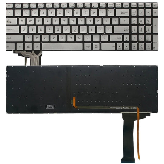 US-Version Tastatur mit Tastaturbeleuchtung für Asus GL552 GL552J GL552JX GL552V GL552VL GL552VW N552VW N552VX G771JM G771JW (Silber)