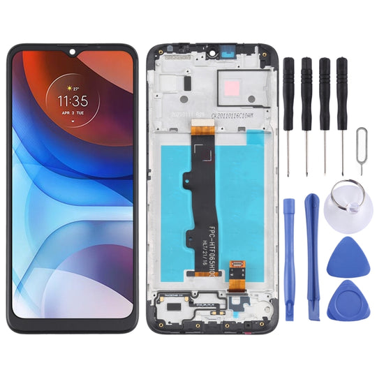 LCD-Bildschirm und Digitizer-Vollmontage mit Rahmen für Motorola Moto E7 Power PAMH0001IN PAMH0010IN PAMH0019IN(Schwarz)
