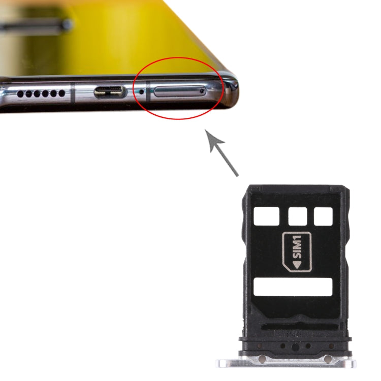 SIM Card Tray + NM Card Tray for Huawei P40 Pro+ (Silver) by buy2fix