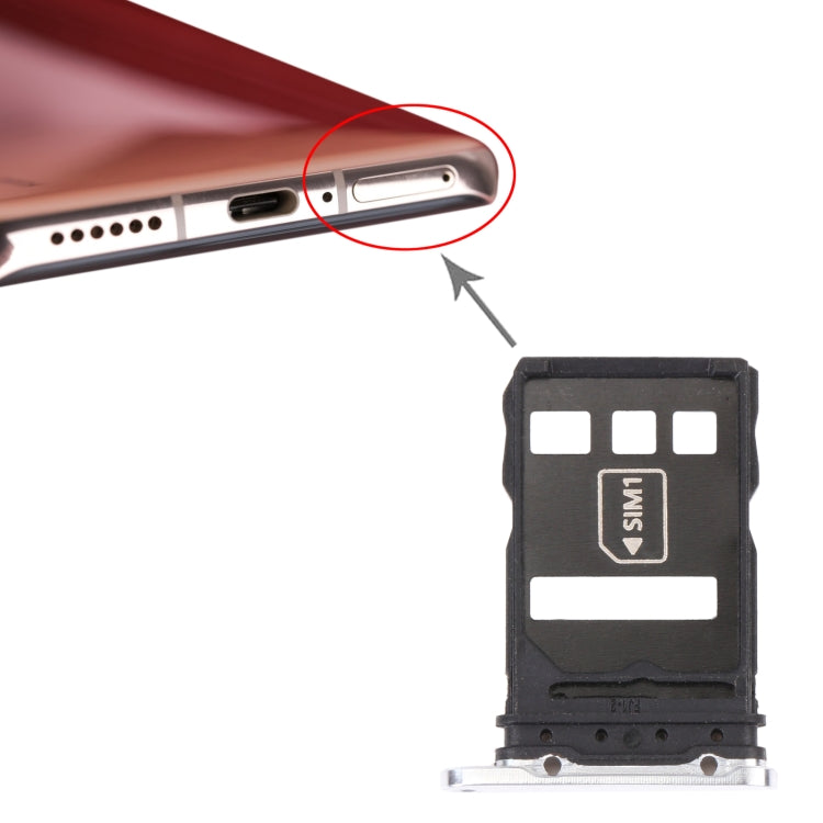 SIM Card Tray + NM Card Tray for Huawei P40 Pro (Silver) by buy2fix