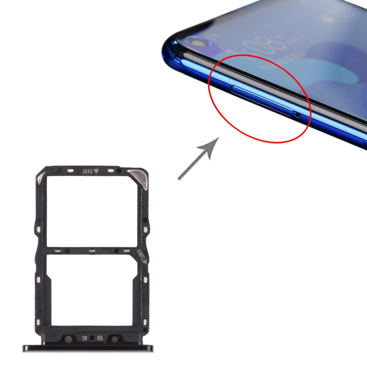 SIM Card Tray + NM Card Tray for Huawei Nova 5 Pro (Black) by buy2fix