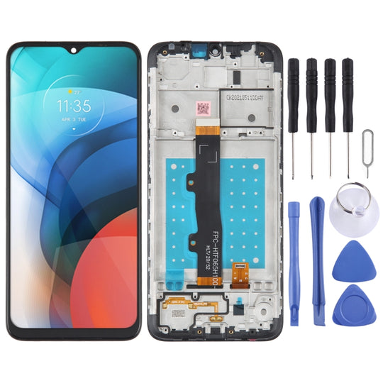 LCD-Bildschirm und Digitizer-Vollmontage mit Rahmen für Motorola Moto E7 (Schwarz)