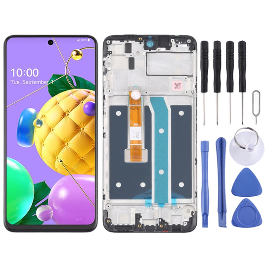 LCD-Bildschirm und Digitizer-Vollmontage mit Rahmen für LG K52 / K62 / Q52 LMK520 LM-K520 LMK520E LM-K520E LMK520Y LM-K520Y LMK520H LM-K520H LMK525H LMK525 LM-K525H LM-K525