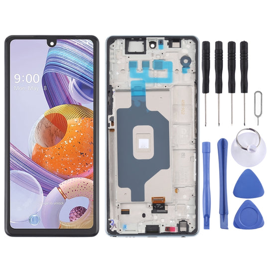 LCD-Bildschirm und Digitizer-Vollmontage mit Rahmen für LG Stylo 6 / K71 LMQ730TM LM-Q730TM LMQ730HA LM-Q730HA (Silber)