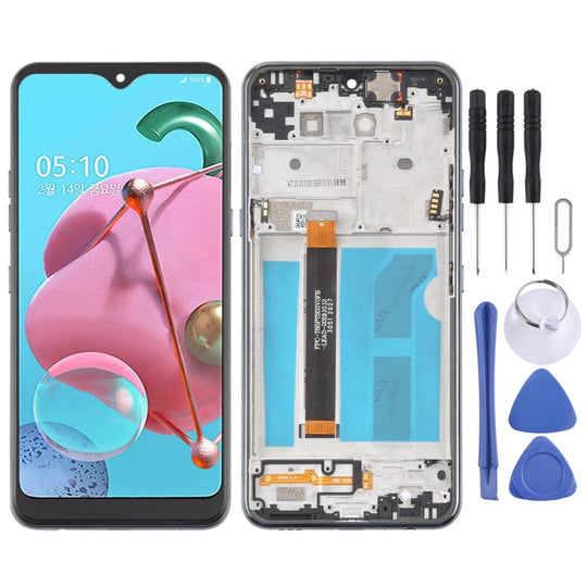 LCD-Bildschirm und Digitizer-Vollmontage mit Rahmen für LG Q51 LM-Q510N (Schwarz)