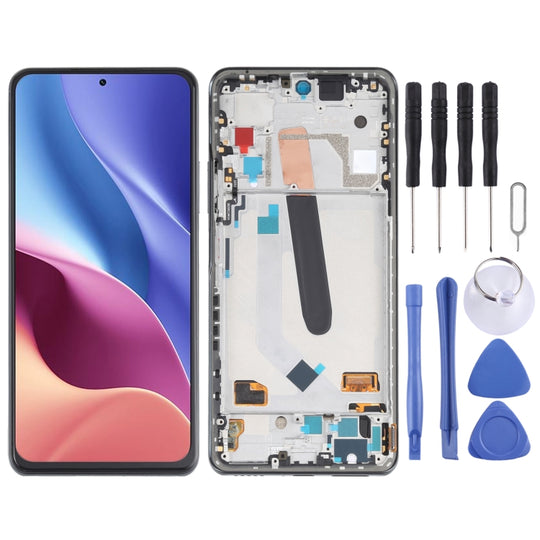 Écran LCD en matériau OLED et numériseur complet avec cadre pour Xiaomi Redmi K40 / Redmi K40 Pro / Redmi K40 Pro + / Mi 11i / Poco F3 / M2012K11AC M2012K11C M2012K11AG M2012K11G (Noir)