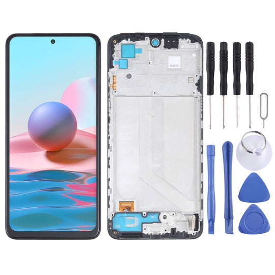 Écran LCD matériel OLED et numériseur assemblage complet avec cadre pour Xiaomi Redmi Note 10 4G / Redmi Note 10s 4G M2101K7AI M2101K7AG M2101K7BG M2101K7BI M2101K7BNY
