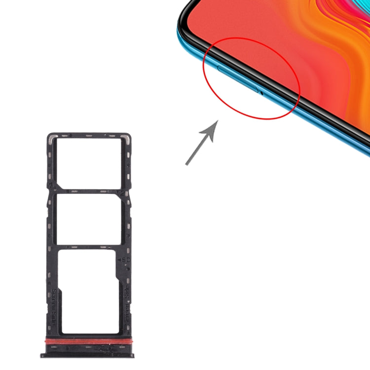 For infinix Hot 8 Lite X650 SIM Card Tray + SIM Card Tray + Micro SD Card Tray (Black) - Card Tray by buy2fix | Online Shopping UK | buy2fix