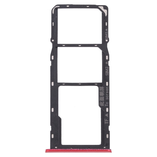 Plateau de carte SIM + plateau de carte SIM + plateau de carte Micro SD pour OPPO Realme C3 RMX2027, RMX2020, RMX2021 (rouge)