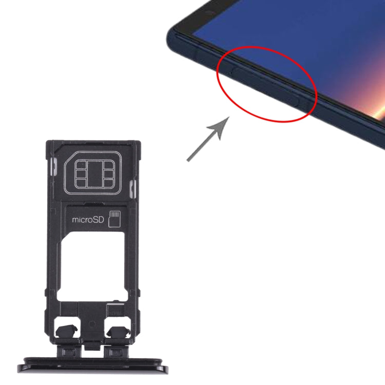 SIM Card Tray + Micro SD Card Tray for Sony Xperia 5 (Black) - Card Tray by buy2fix | Online Shopping UK | buy2fix