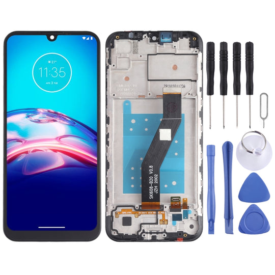 LCD-Bildschirm und Digitizer-Vollmontage mit Rahmen für Motorola Moto E6S XT2053 XT2053-2 (Schwarz)
