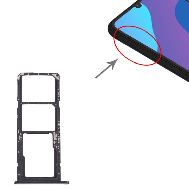 SIM Card Tray + SIM Card Tray + Micro SD Card Tray for Honor 9A(Black) by buy2fix