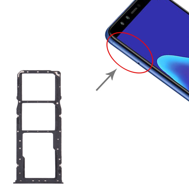 SIM Card Tray + SIM Card Tray + Micro SD Card Tray for Huawei Y9 (2018) (Black) by buy2fix