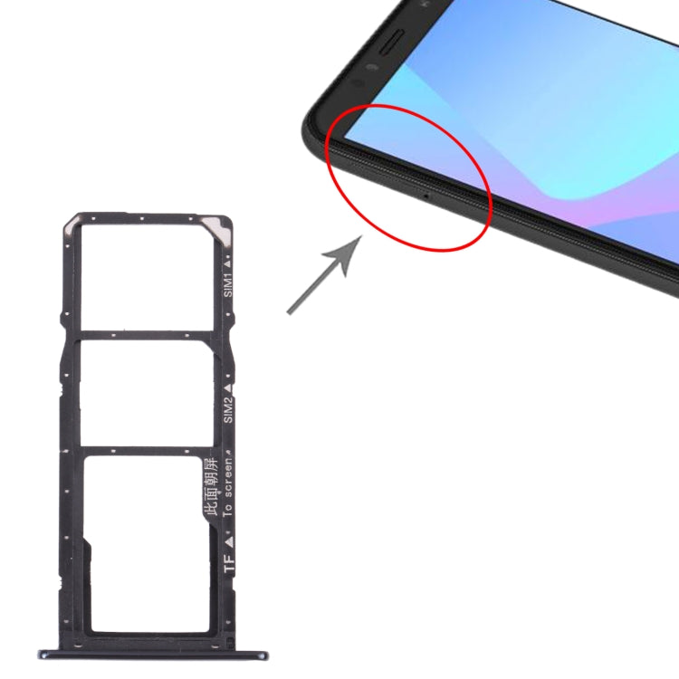 SIM Card Tray + SIM Card Tray + Micro SD Card Tray for Huawei Y6 (2018) (Black) by buy2fix
