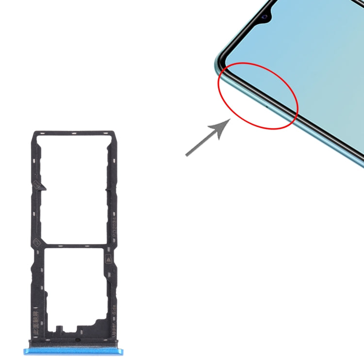 For vivo Y20a / Y20 2021 SIM Card Tray + SIM Card Tray + Micro SD Card Tray (Blue) - Card Tray by buy2fix | Online Shopping UK | buy2fix
