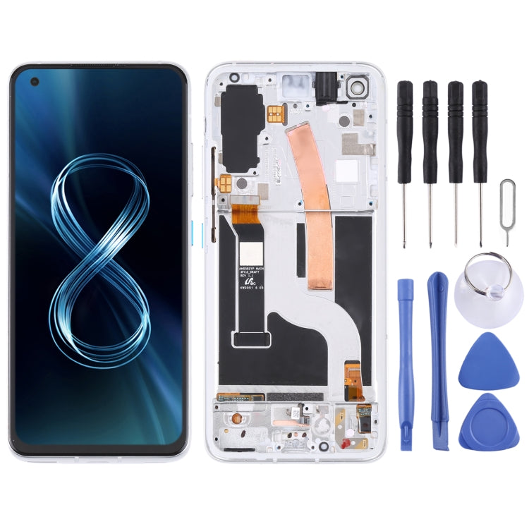 Original AMOLED LCD Screen for Asus Zenfone 8 ZS590KS Digitizer Full Assembly with Frame（Silver) - LCD Screen by buy2fix | Online Shopping UK | buy2fix