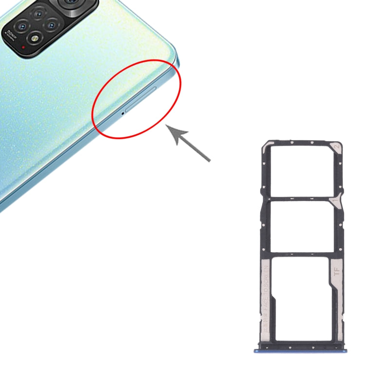 SIM Card Tray + SIM Card Tray + Micro SD card tray for Xiaomi Redmi Note 11 4G / Redmi Note 11S 4G(Dark Blue) - Card Tray by buy2fix | Online Shopping UK | buy2fix