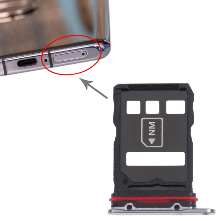 SIM Card Tray + NM Card Tray for Huawei P50 Pro+ (Black) by buy2fix