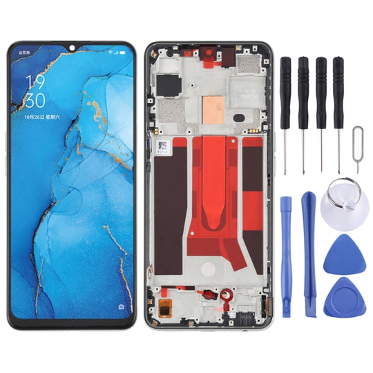 Original LCD-Bildschirm und Digitizer-Vollmontage mit Rahmen für OPPO Reno3 5G/Reno3 Youth/F15/Find X2 Lite/K7 5G (Gold)