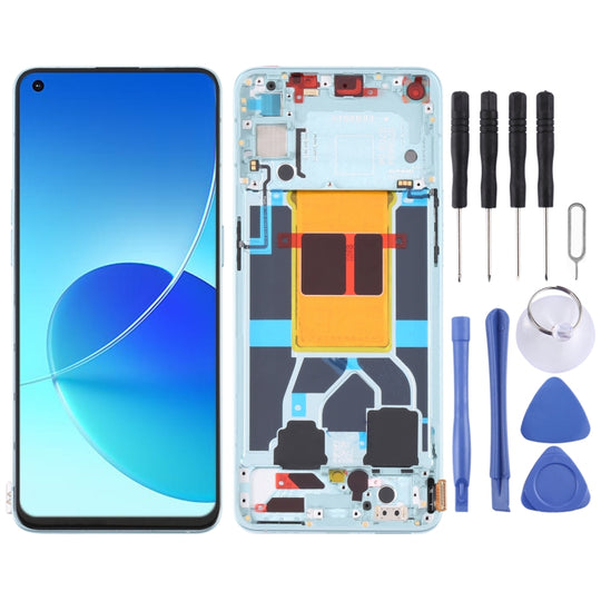 Original LCD-Bildschirm und Digitizer-Vollmontage mit Rahmen für OPPO Reno6 5G PEQM00 CPH2251 (Grün)
