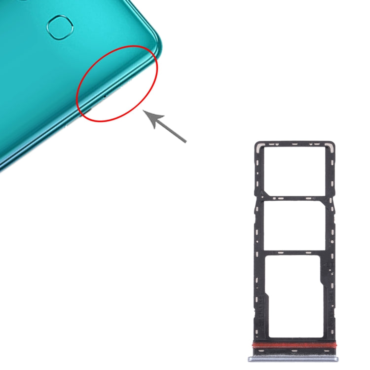 For Infinix Zero 8i X687B SIM Card Tray + SIM Card Tray + Micro SD Card Tray (Silver) - Card Tray by buy2fix | Online Shopping UK | buy2fix