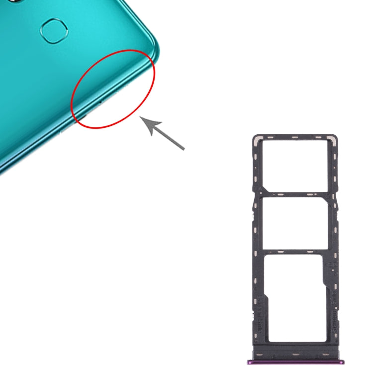 For Tecno Spark 4 Lite KC8S SIM Card Tray + SIM Card Tray + Micro SD Card Tray (Purple) - Card Tray by buy2fix | Online Shopping UK | buy2fix