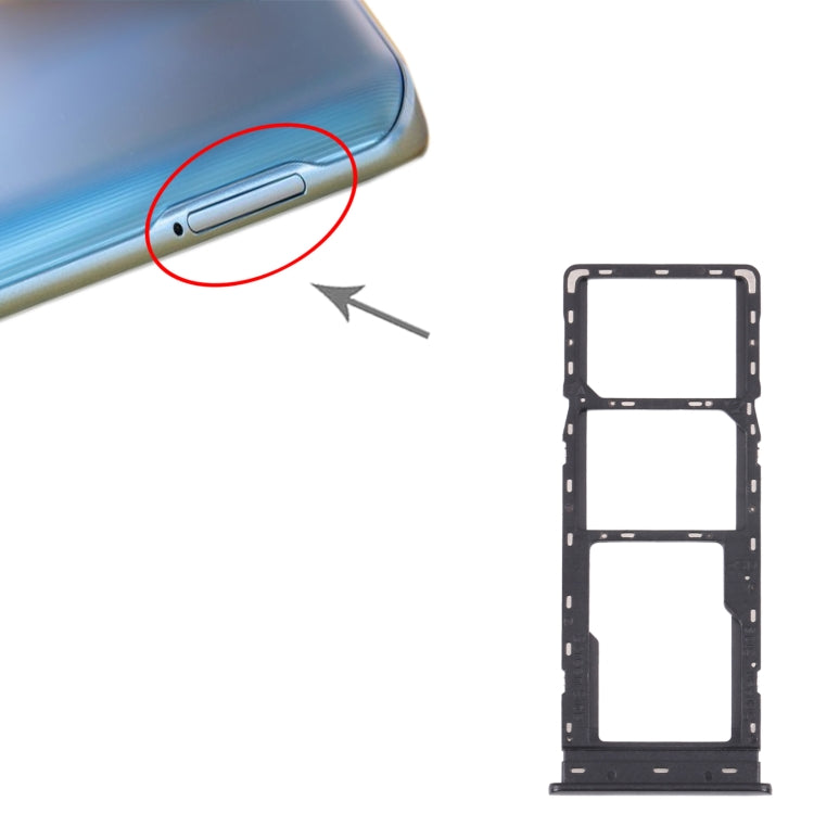 For Tecno Spark 7 KF6 SIM Card Tray + SIM Card Tray + Micro SD Card Tray (Black) - Card Tray by buy2fix | Online Shopping UK | buy2fix