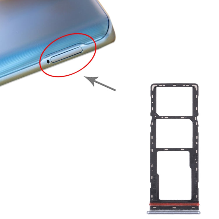 For Tecno Spark 7 KF6 SIM Card Tray + SIM Card Tray + Micro SD Card Tray (Silver) - Card Tray by buy2fix | Online Shopping UK | buy2fix