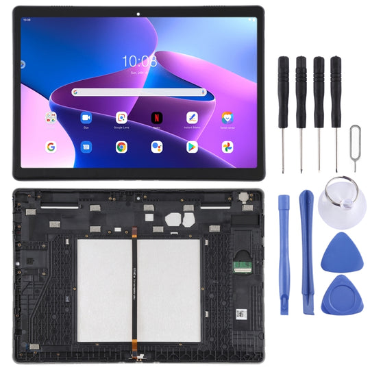 LCD-Bildschirm und Digitizer-Vollmontage mit Rahmen für Lenovo Tab 5 Plus/M10 TB-X605L TB-X605F TB-X605M TB-X605 (Schwarz)
