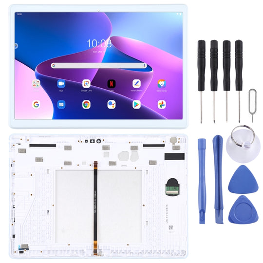 LCD-Bildschirm und Digitizer-Vollmontage mit Rahmen für Lenovo Tab 5 Plus/M10 TB-X605L TB-X605F TB-X605M TB-X605 (Weiß)